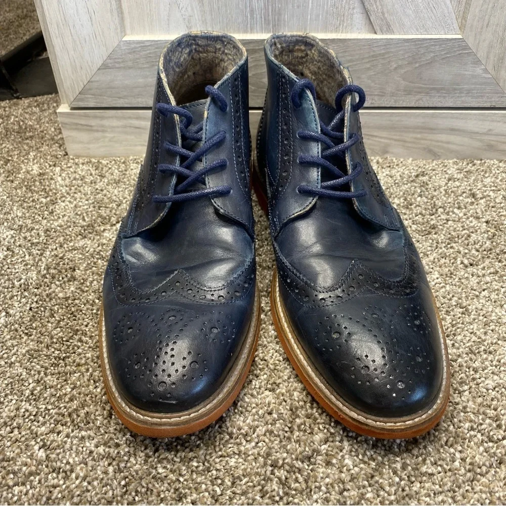 Rush Gordon Rush NOAH Navy Leather Oxford Wingtip Boot Chukka 8